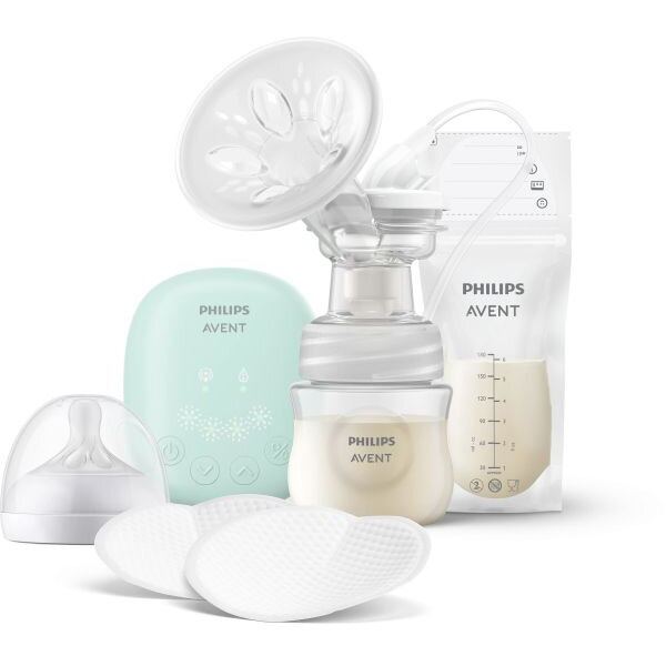 Philips Pompa de san electrica Avent SCD323/20, 4 nivele stimulare, multicolor, inclus 5 pungi colectare lapte, 125 ml, Verde