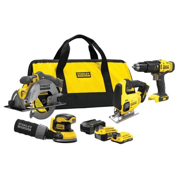 Set 4 scule cu acumulator Stanley Fatmax V20 SFMCK412MDS, 18 V
