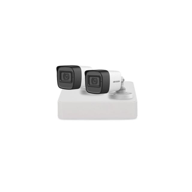 Sistem supraveghere exterior basic HikVision, 2 camere, 2 MP, IR 30 m, 2.8 mm, microfon
