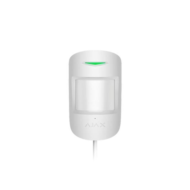 Detector de miscare PIR Ajax MotionProtect Plus Fibra WH, 12 m, 88 grade, pet immunity, 2000 m