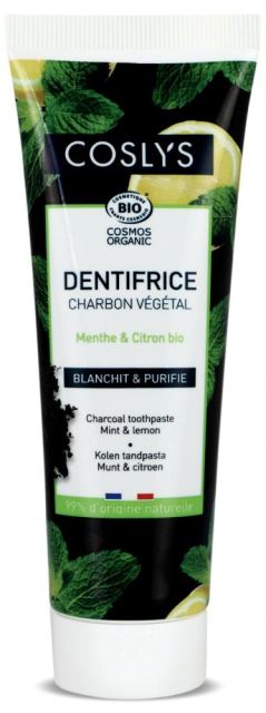 Pasta de dinti Bio albire si purificare, cu carbune vegetal, menta si lamaie Coslys 100g