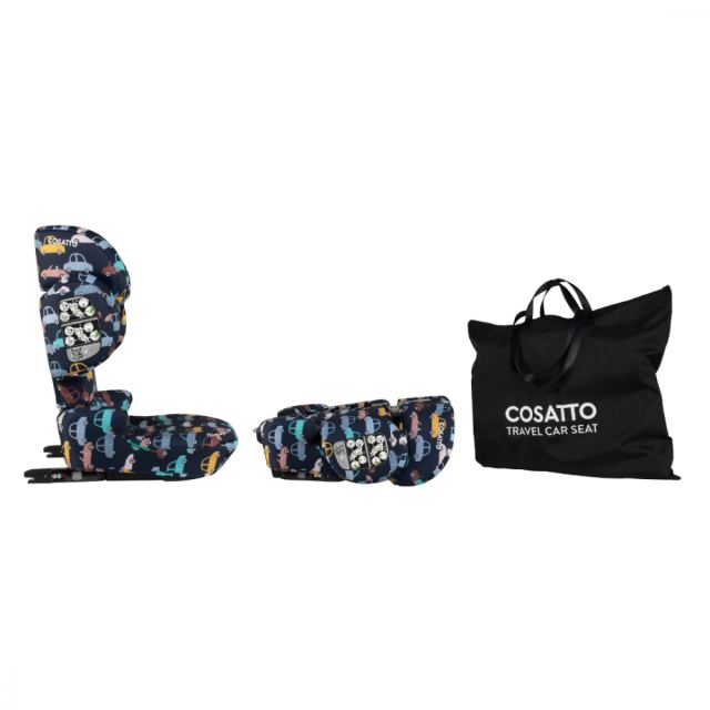 Scaun auto Cosatto Ninja i-Go Beep Beep 100x150 cm, i-Size, pliere compacta, material eco, tetiera reglabila, huse detasabile, geanta de transport