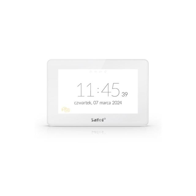 Tastatura touch screen Satel Integra INT-TSH2R-W, 7 inch, MIFARE 13.56 MHz, MACRO, difuzor, slot card, alba