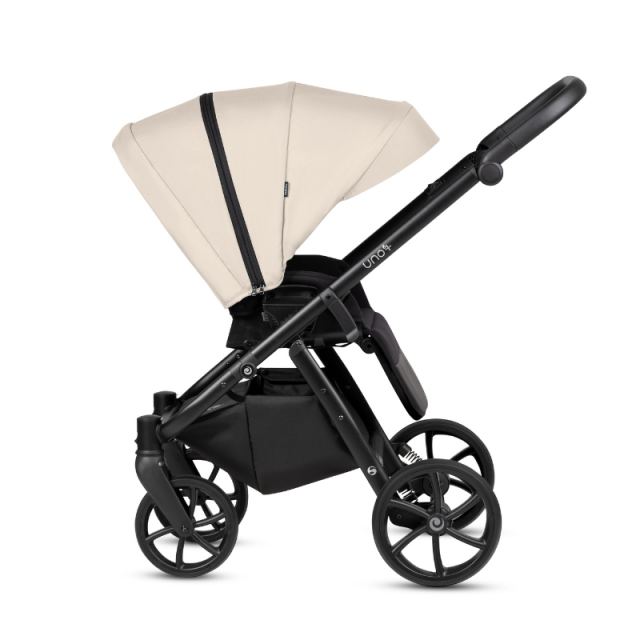 Carucior 2 in 1 Tutis Uno 6+ Beige 180, sezut reversibil, spatar reglabil, cadru din aluminiu, amortizoare, roti cu blocare, greutate admisa 22 kg