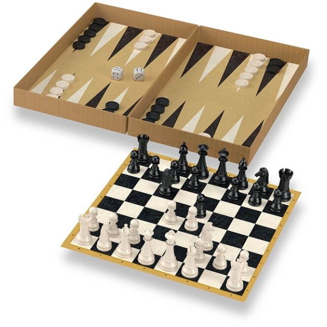 Deico&nbsp;Games Joc Sah si Table, dimensiuni oficiale de concurs, rege 8.75 cm - Tikka, Varsta 14+ ani Alb-Negru