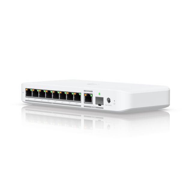 Switch Flex cu 8 porturi Gigabit Ubiquiti UniFi USW-FLEX-2.5G-8-POE, 60 Gbps, 1x SFP+, PoE+++, cu management