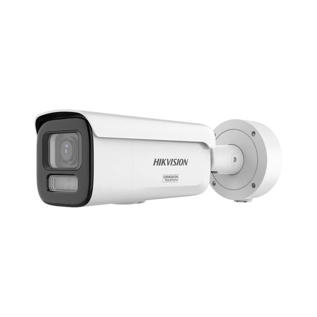 Camera supraveghere IP exterior cu iluminare duala Hikvision ColorVu 3.0 Smart Hybrid Light DS-2CD2667G3-LIZSY, 6MP, 2.8 - 12mm, IR/lumina alba 60m, slot card, alarma 1IN/1OUT, PoE