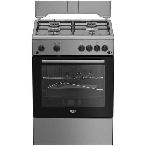 Aragaz Beko FSHT62111GX, Gaz, 4 arzatoare, Aprindere electrica plita/cuptor, Grill, Rotisor, 60 cm (Inox)