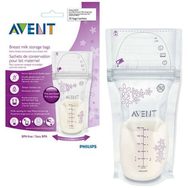 Philips Pungi de pastrare a laptelui matern Philips AVENT SCF603/25, 25 buc