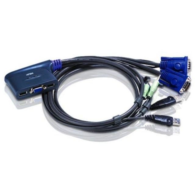 ATEN ATEN CS62U 2-Port USB KVM Switch, Speaker Support, 1.8m cables