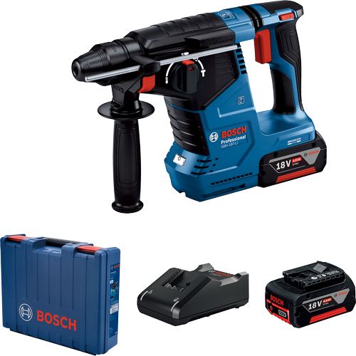 Ciocan rotopercutor pe acumulator Bosch Professional GBH 187-LI, 18 V, 2.4 J, 4350 percutii/min, 980 RPM, SDS plus, 2 acumulatori, incarcator, valiza profesionala