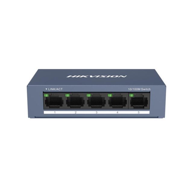 Switch Hikvision DS-3E0105-O, 5 porturi, 1 Gbps, plug and play, carcasa metalica