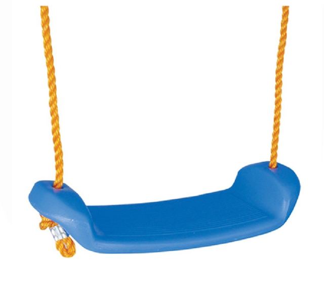 Leagan suspendat pentru copii Pilsan Blue, sezut plastic rezistent, corzi reglabile cu carabine metalice, sarcina 35 kg