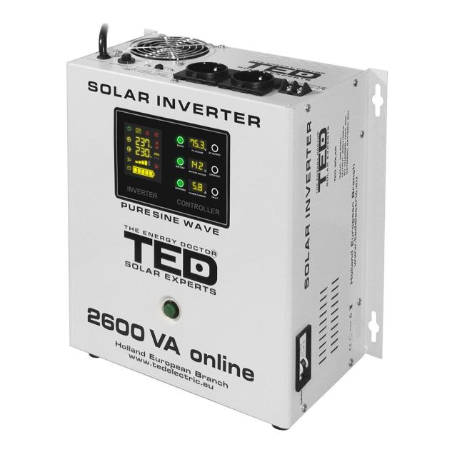 Invertor fotovoltaic online TED000293, 2600 VA, 1800 W, MPPT, 2 prize