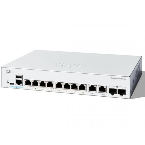 Cisco Switch Cisco Catalyst 1200-8T-E-2G, Smart, Management, 8 Porturi  Gigabit Ethernet, 2 porturi Uplink Combo Gigabit (RJ-45 / SFP)