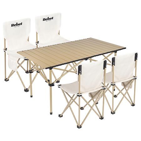 Set Camping Rebel RBA-5600, masa + 4 scaune metalice, pliabile