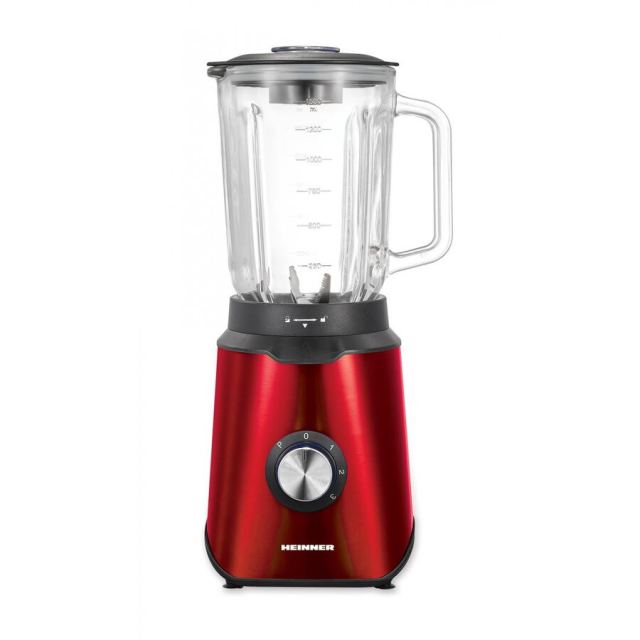 HEINNER Blender de masa Heinner Vitality 1000, 1000W, bol sticla 1.5L, 3 viteze+Pulse, 6 lame detasabile din inox, inox, Rosu