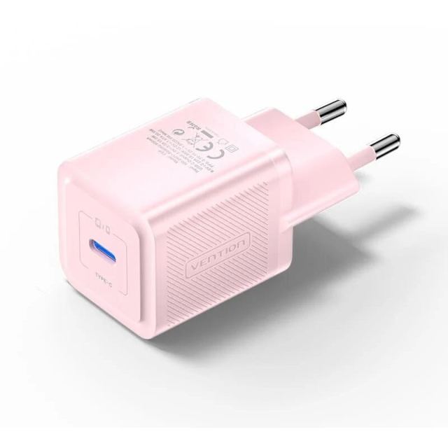 Vention Incarcator retea Vention 20W, 1 x USB Type-C, 5V/3A, QC 3.0, Roz