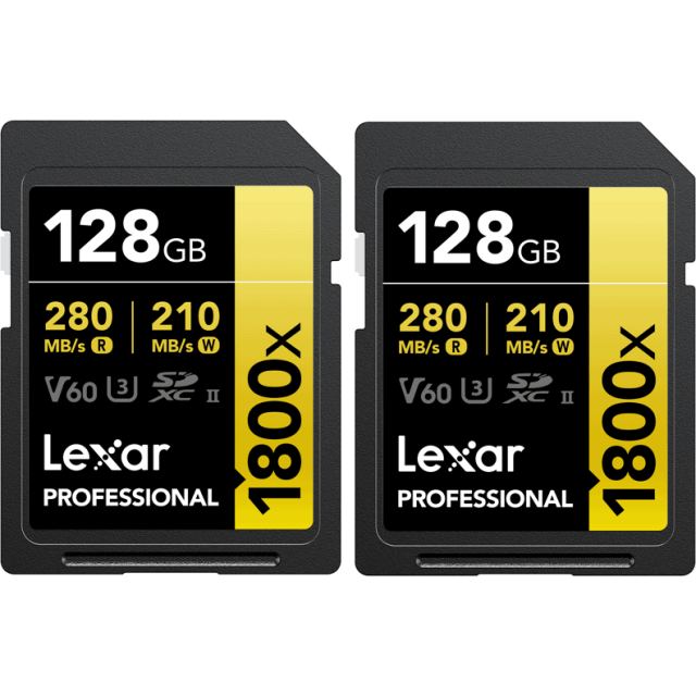 Lexar Lexar SDXC Pro 1800x U3 UHS-II R280/W210 (V60) 128 GB - 2pack