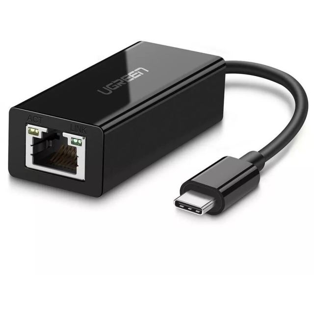Ugreen ADAPTOR RETEA Ugreen, US236 extern, USB Type-C (T) la port 10/100/1000 Mbps  RJ-45, negru 50307