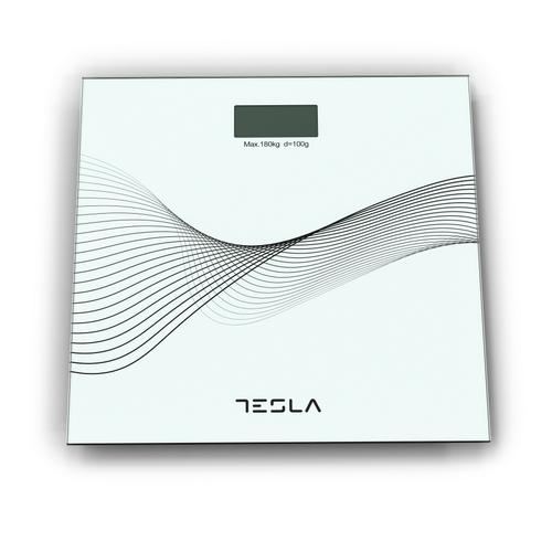 Cantar corporal Tesla BS103W, 180kg, baterii 2xAAA, 30x30cm, Alb