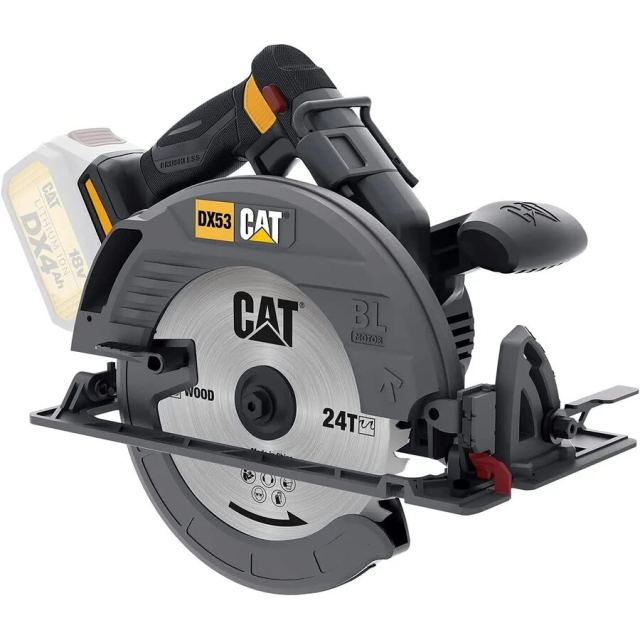 CAT Fierastrau circular CAT, functionare cu acumulator 18V (nu este inclus), diametru panza 185mm, inclinare 0°-56°, 5500RPM, motor fara perii, Gri