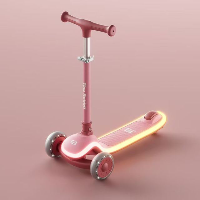 Trotineta pliabila pentru copii Nichiduta Magic Ride Pink, cu lumini LED, ghidon reglabil pe inaltime, manere ergonomice, frana pe roata din spate, roti silentioase, dimensiune 60 x 84 cm