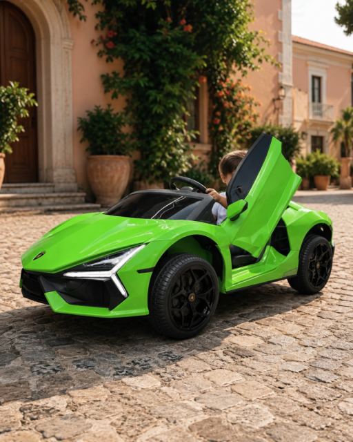 Masinuta electrica pentru copii Lamborghini Revuelto 24V Verde, 2 locuri, licenta oficiala, usi verticale, telecomanda 2.4G