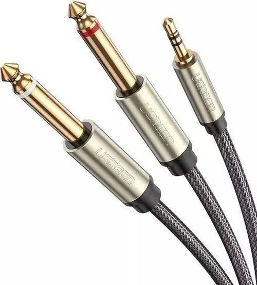 Cablu audio Ugreen AV128, Jack 3.5mm - Jack 6.3mm x2, 2m (Gri)