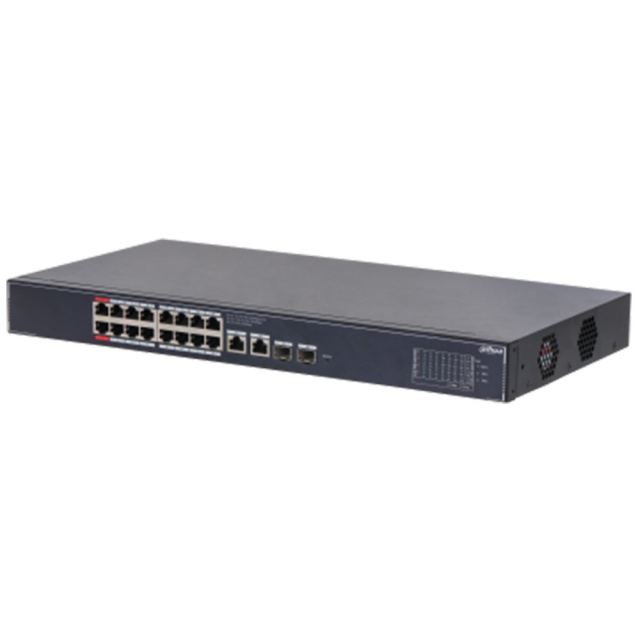 Switch cu 20 porturi Gigabit Dahua SG4020LP, 20 Gbps, RJ45 10/100/1000Mbps, 16x porturi PoE, 2x porturi SFP, cu management