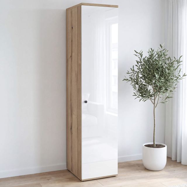 Dulap haine PRIMAVERA, 1 Usa, MDF Alb lucios