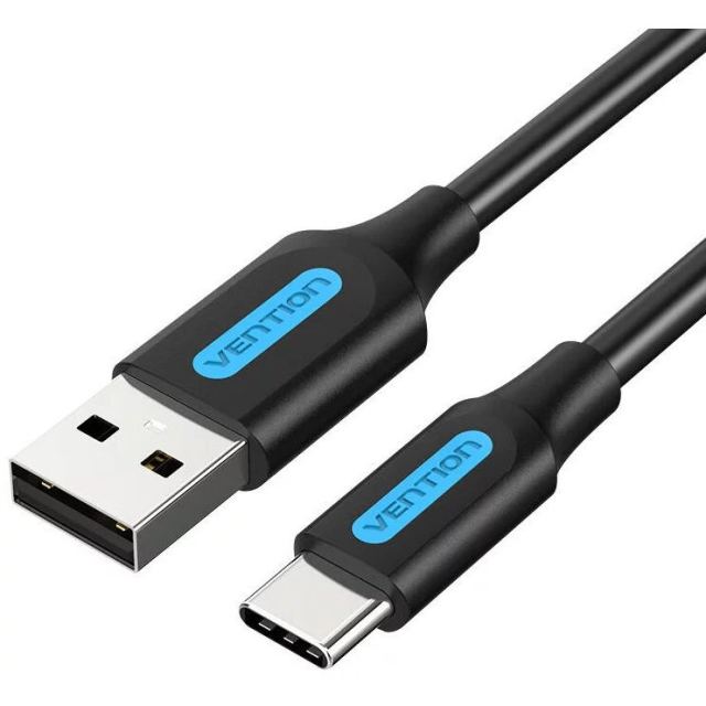 Vention Cablu alimentare si date Vention, USB 2.0 la USB Type-C, 2m, rata transfer 480 Mbps, invelis PVC, Negru, COKBH