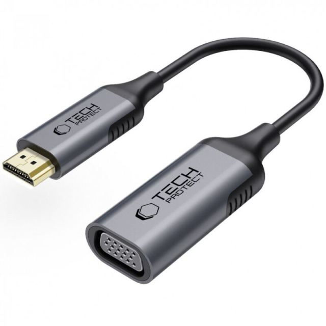 Tech-Protect Adaptor Video Tech-Protect Ultraboost, HDMI la VGA, Suporta rezolutie Full HD 1080p 60Hz, Negru