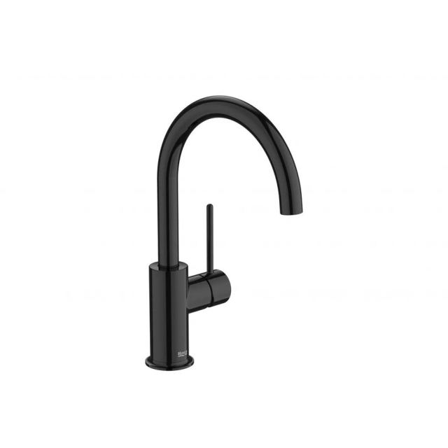 Roca Baterie lavoar Roca, Gama NU A5A4A3FCN0, monocomanda, marime L, levier metalic PIN, cartus ceramic, fara set de evacuare, pivotanta, titanium black, negru