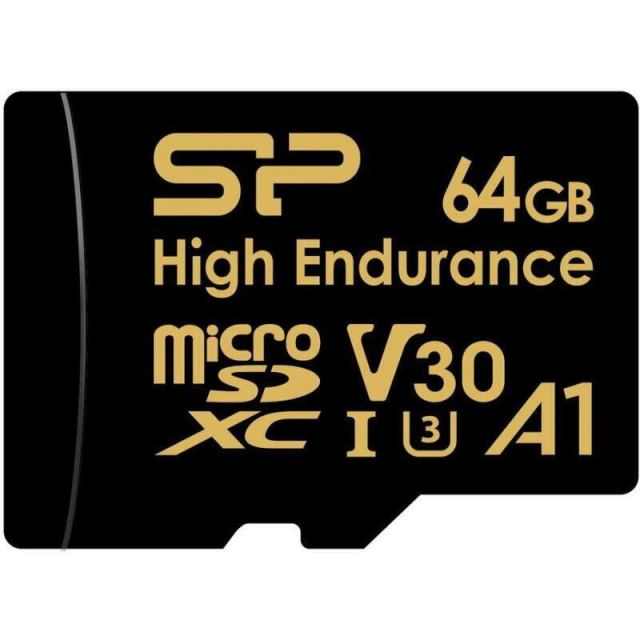 Silicon&nbsp;power Card de memorie Silicon Power microSDXC High Endurance Golden Series, 64GB, V30, UHS-1 U3, A1 + adaptor SD