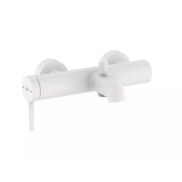 Roca Baterie cada Roca, Gama Ona, cartus ceramic, levier metalic, diverter, monocomanda, alb mat