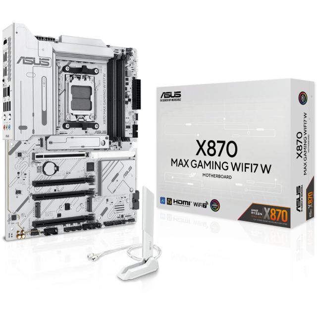 Asus Placa de baza ASUS X870 MAX GAMING WIFI7 W, AMD X870, AM5, ATX, DDR5