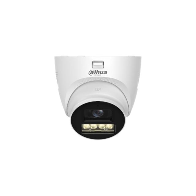 Camera supraveghere exterior Dome HDCVI cu iluminare duala Dahua HAC-HDW1200TQ-IL-T-0280B-DIP, 2 MP, 2.8 mm, IR/lumina alba 40 m, microfon si difuzor