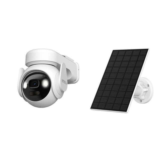 Camera supraveghere exterior wireless GSM 4G WiFi cu panou solar Imou AOV PT, 5MP, 3.6mm, IR 20m, acumulator 10.000 mAh, microfon si difuzor, always on video, sirena, spotlight, auto tracking, lumina rosie/albastra, slot card, fara SIM inclus