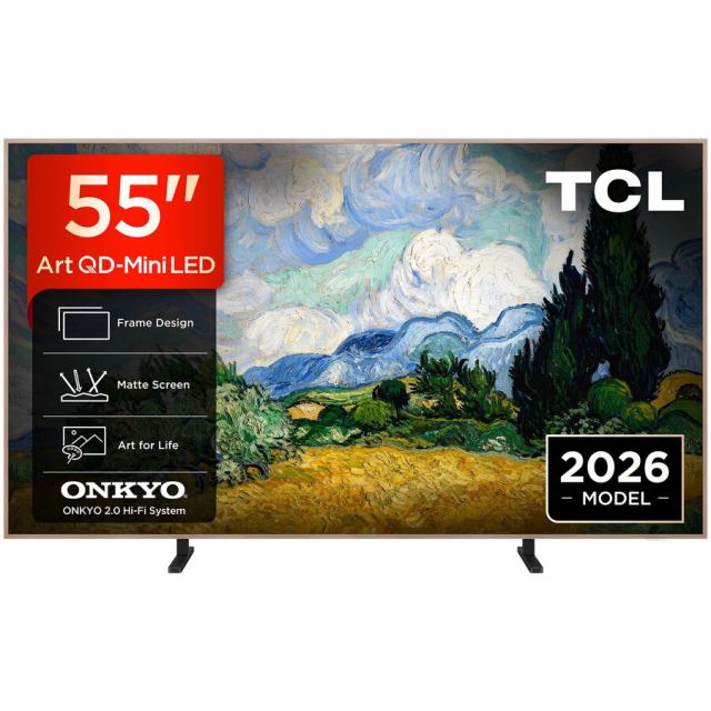 TCL Televizor TCL MiniLed Art 55A400 Pro, 139 cm, Smart Google TV, 4K Ultra HD, 144Hz, Clasa E (Model 2026), Negru