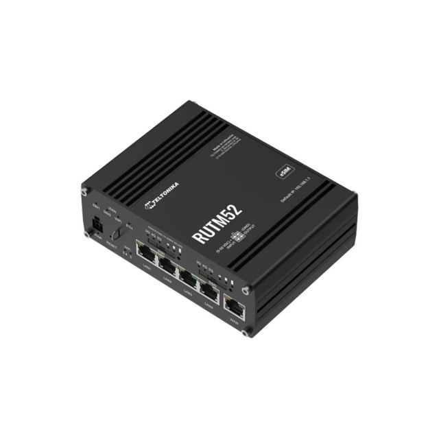 Router industrial Gigabite dual SIM 5G Teltonika RUTM52, WiFi, 3.3 Gbps, 1x WAN/ 4x LAN, GPS, IoT