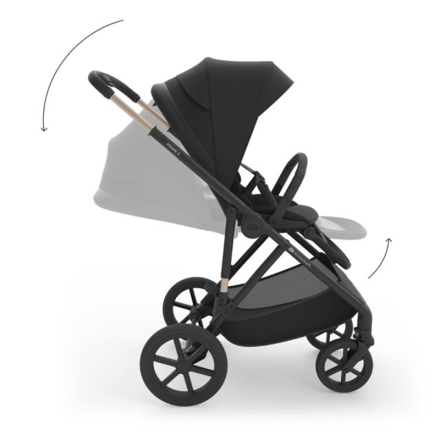 Carucior 2 in 1 pentru copii Kinderkraft Prime 3 Black, suspensii, suport reglabil pentru picioare, greutate admisa 22 kg