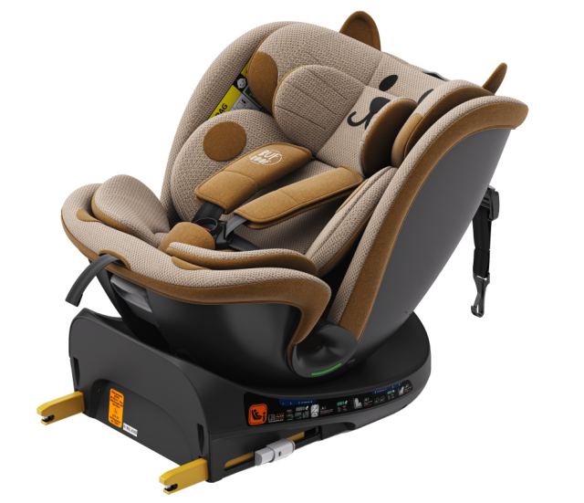 Scaun auto Buf Boof B-Joy Deluxe OrangeCat iSize cu isofix, pozitie somn 155 grade, rotativ 360 grade, 40-150 cm