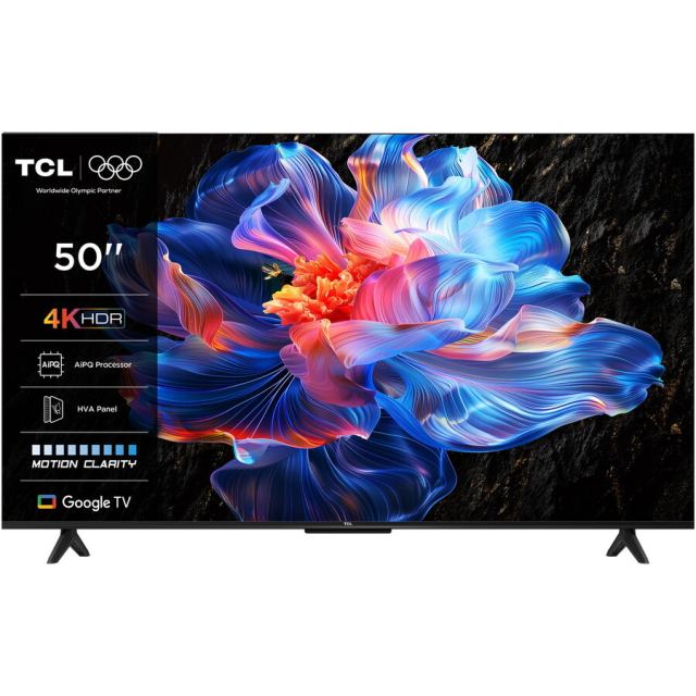 TCL Televizor TCL LED 50P6K, 126 cm, Smart Google TV, 4K Ultra HD, Clasa E, Negru