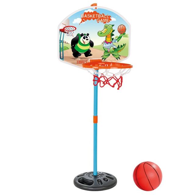 Cos de baschet Pilsan Magic Basketball cu minge inclusa, usor de montat si de demontat, baza poate fi umpluta cu apa sau nisip, dimensiune 42 x 43 x 114.5 cm