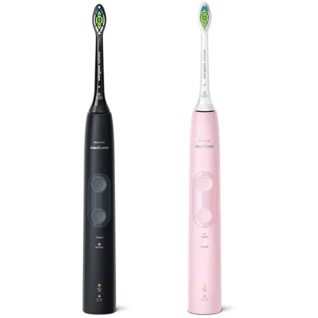 Philips Set 2 Periute de dinti electrice PHILIPS Sonicare Protective Clean 4500 HX6830/35, 2 programe, 62000 miscari/min, 2 capete, negru/roz