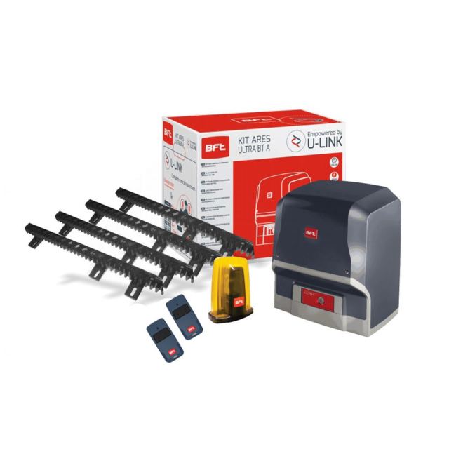 Kit automatizare porti culisante BFT ARES-VELOCE-4XCREMALIERE, 500 Kg, 24 V, limitator electromecanic
