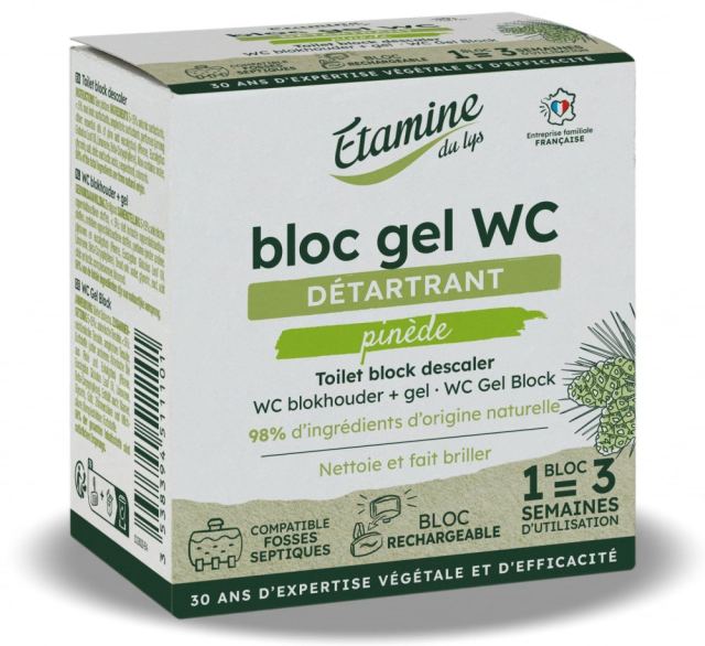Pastila gel + suport pentru curatare si detartrare toaleta Etamine parfum pin si eucalipt 50 ml