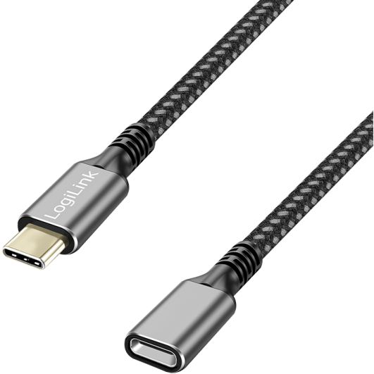 logilink CABLU alimentare si date LOGILINK, pt. smartphone, USB 3.2, USB Gen Type-C (T) la USB Type-C (M), 2m, PD 100W, 2 x ecranat, Aluminiu, Negru&gri, CUA0109
