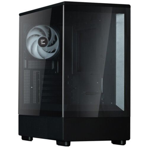 Zalman Carcasa PC Zalman P10, MicroATX, Mini Tower, Sticla temperata, Fara sursa, RGB, 7 ventilatoare compatibile, 1 inclus, Negru